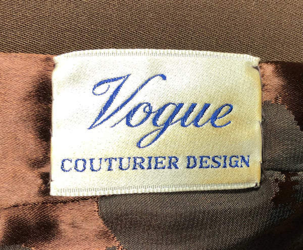 Incredible Original 1940s Vintage Brown Gabardine Blazer With Soutache Peplum By Vogue Couturier Design