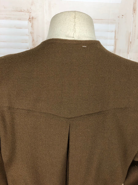 RESERVED FOR SENDI - PLEASE DO NOT PURCHASE - Fabulous Vintage 1940s 40s Brown Crepe Collarless Skirt Suit With Peplum