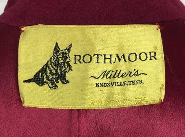 Original 1950s Rothmoor Vintage Burgundy Wine Wool Swing Coat