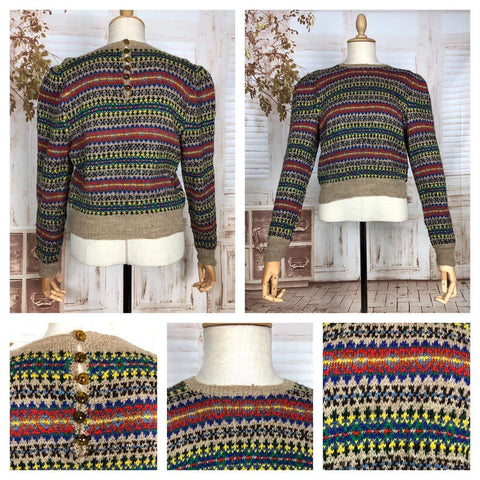 LAYAWAY PAYMENT 2 OF 2 - RESERVED FOR BETHEA - Fabulous Original Late 1930s / Early 1940s Knitted Puff Sleeve Sweater