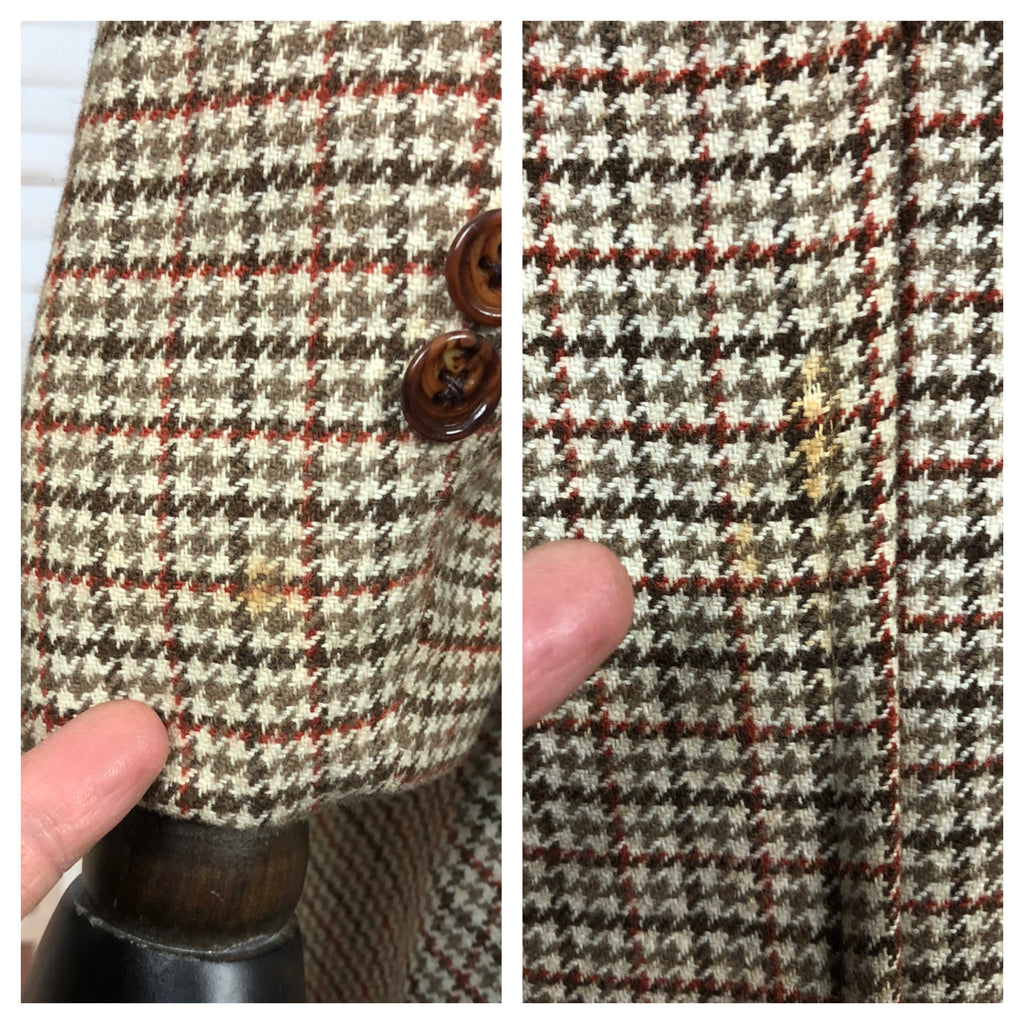Original 1940s 40s Petite Vintage Brown Double Breasted Houndstooth Wo ...