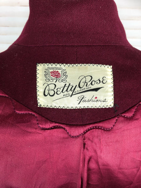 Stunning Original 1940s 40s Volup Vintage Fuchsia Pink Betty Rose Coat