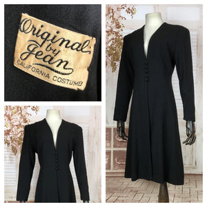 LAYAWAY PAYMENT 3 OF 3 - RESERVED FOR BRIANA - Super Rare Black Early 40s Lilli Ann Princess Coat With Rare Original By Jean Label