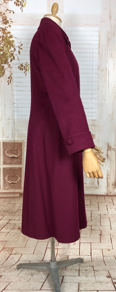 Exquisite Original 1940s Volup Vintage Burgundy Wine Princess Coat