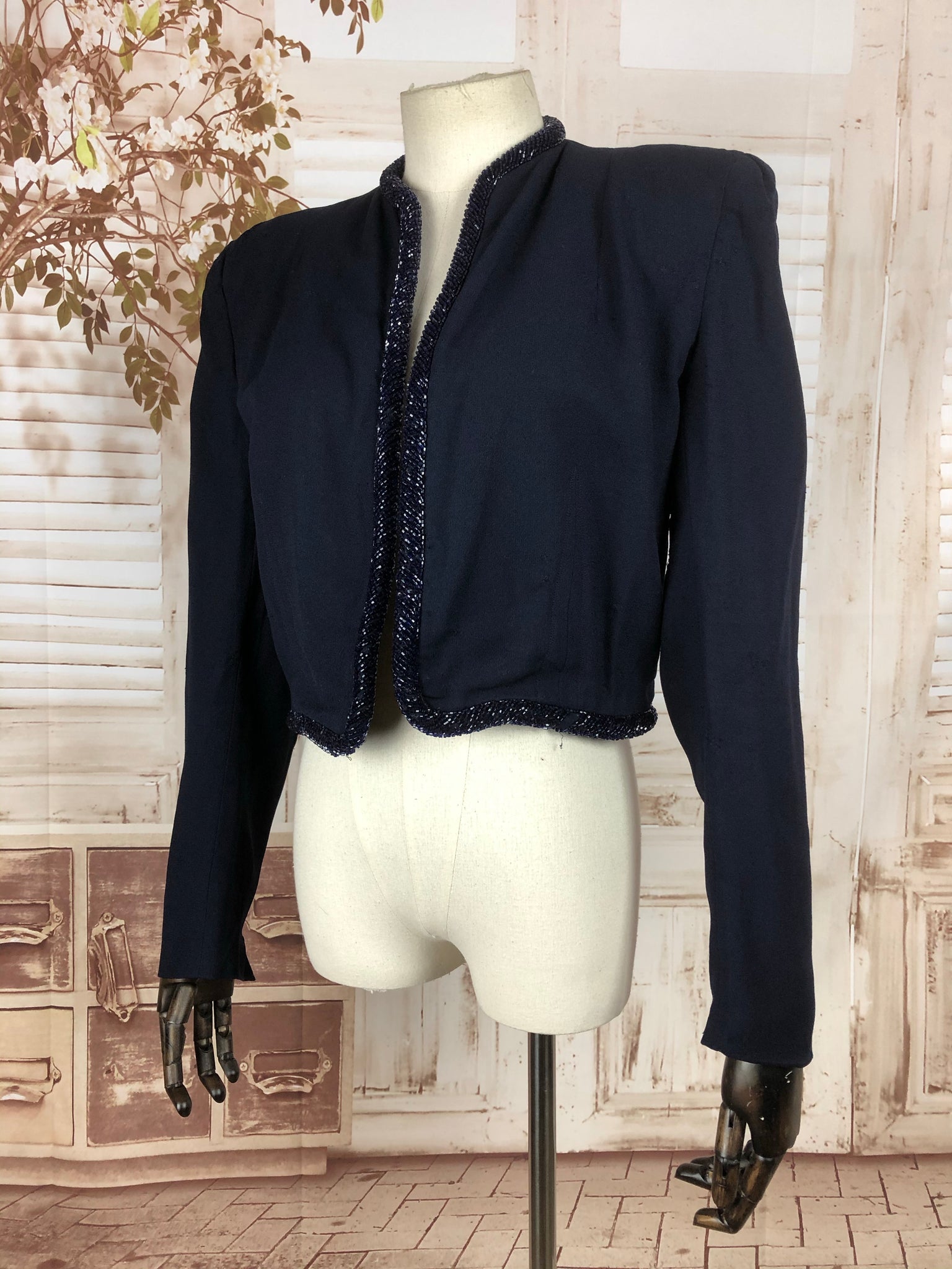 40s Jacket Original 1940s 40s Vintage Jacket With Strong Shoulders And Beading ...