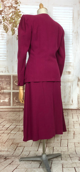 LAYAWAY PAYMENT 2 OF 2 - RESERVED FOR ANJA - Amazing Original 1940s Vintage Fuchsia Pink Collarless Skirt Suit