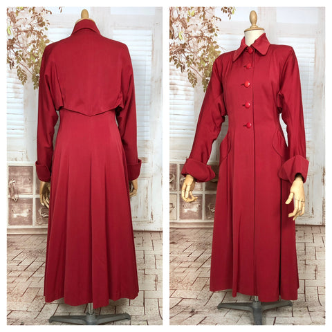 LAYAWAY PAYMENT 2 OF 2 - RESERVED FOR KHARONN - Breathtaking Original Late 1940s Vintage Red Fit And Flare Gabardine Princess Coat