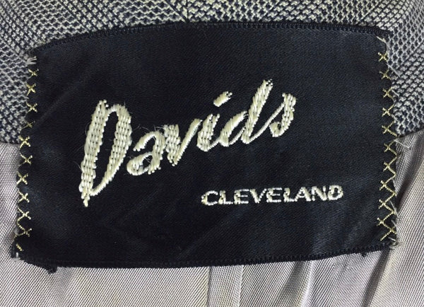 Original 1940s 40s Vintage Grey Check Double Breasted Swing Suit by Davids 