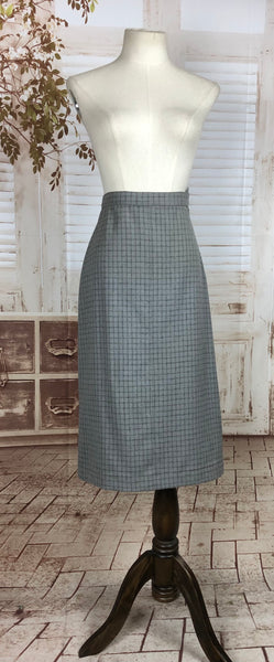 LAYAWAY PAYMENT 1 of 2 - RESERVED FOR LILI - Original 1940s 40s Vintage Periwinkle Blue And Cream Plaid Double Breasted Wool Skirt Suit By O’ Rossen