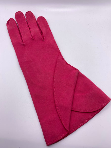 Original Late 1940s 40s / Early 1950s 50s Vintage Fuchsia Pink Deadstock Lilly Dache Gloves