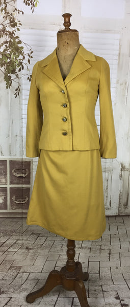 Original 1950s 50s Mustard Yellow Vintage Wool Petite Ladies Skirt Suit