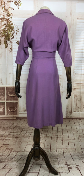Original Vintage 1940s 40s Lilac Purple Wool Dress
