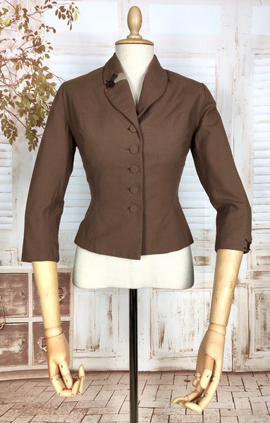 Sweet Original Late 1940s Vintage Brown Suit Jacket Blazer With Corset Details
