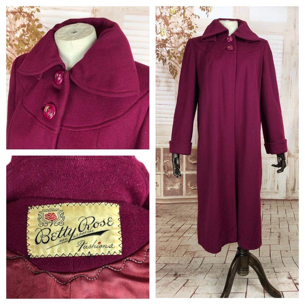 LAYAWAY PAYMENT 1 OF 2 - RESERVED FOR SENDI - PLEASE DO NOT PURCHASE - Original 1940s 40s Vintage Fuchsia Pink Swing Coat By Betty Rose