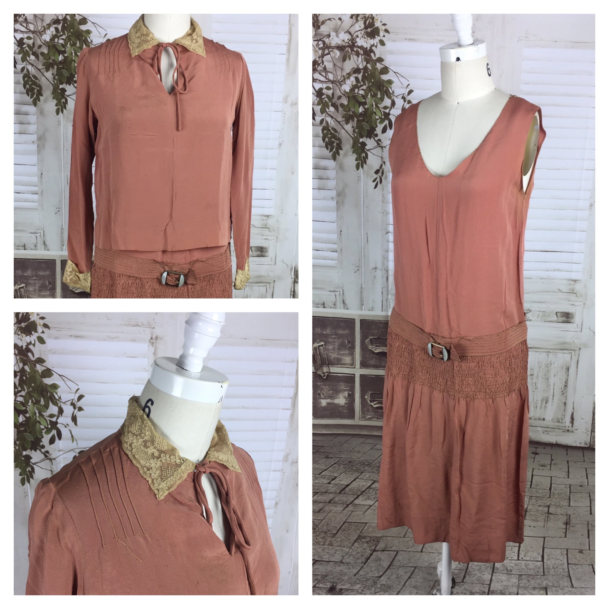 Original 1920s Drop Waist Vintage Blush Dress Set With Lam Embroidery Black Sheep Antiques Original 1920s Drop Waist Vintage Blush Dress Set With Lam Embroidery Black Sheep Antiques
