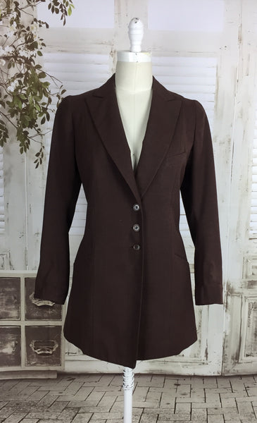 RESERVED FOR CHLOE - PLEASE DO NOT PURCHASE - Original 1930s 30s Vintage Brown Ladies Longer Length Blazer By Kadis Des Moines