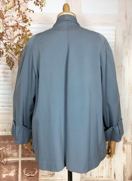 Beautiful Original 1940s Volup Vintage Periwinkle Blue Spring Weight Gabardine Swing Coat