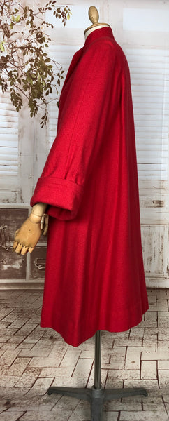 Stunning Original 1940s Vintage Lipstick Red Textured Swing Coat