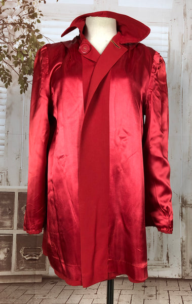 Fabulous Original 1940s 40s Vintage Red Gabardine Swing Coat