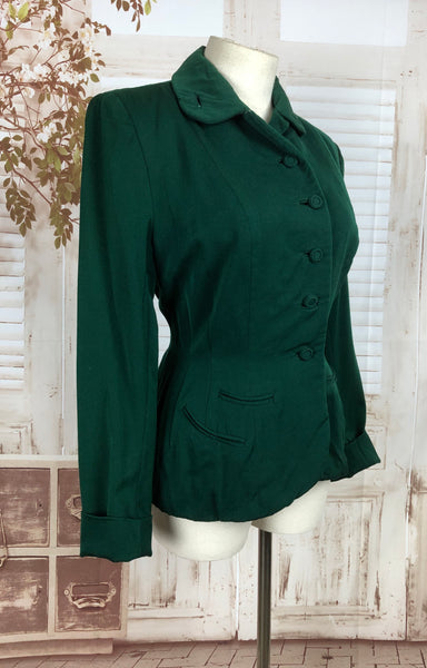 RESERVED ON LAYAWAY FOR KELLY - PLEASE DO NOT PURCHASE - Original 1940s 40s Vintage Forest Green Gabardine Jacket