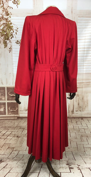 Incredible Original 1940s 40s Vintage Red Gabardine Fit And Flare Princess Coat