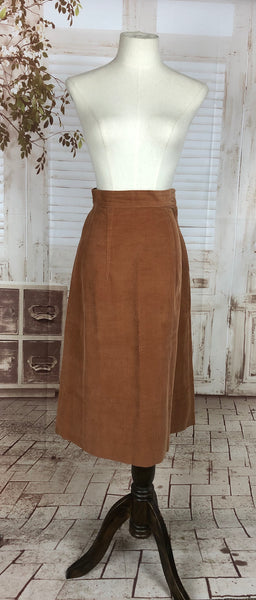 Original 1940s 40s Vintage Rust Corduroy Summer Skirt Suit