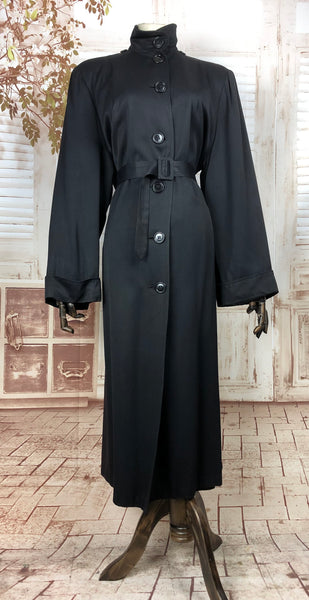 LAYAWAY PAYMENT 2 OF 3 - RESERVED FOR SARAH - PLEASE DO NOT PURCHASE - Original Volup Vintage 1940s 40s Black Belted Gabardine Coat