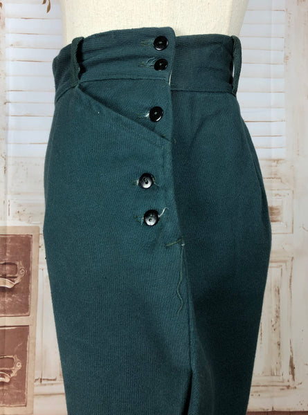 Fabulous Original Late 1940s 40s Vintage Bottle Green Elephant Ear Jodhpurs Riding Trousers