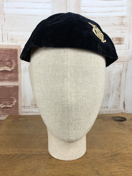 Gorgeous Original Late 1920s / Early 1930s Blue Velvet Smoking Cap With Huge Champagne Silver Tassel