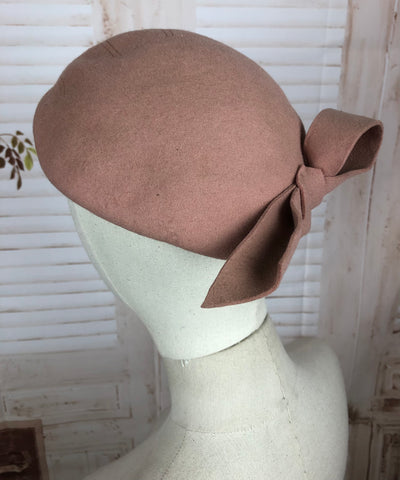 Gorgeous Original 1950s 50s Vintage Pastel Pink Cap Hat With Huge Bow