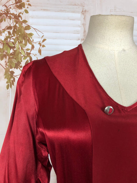 LAYAWAY PAYMENT 1 Of 2 - RESERVED FOR SHANI - Gorgeous Original 1930s 30s Volup Vintage Burgundy Red Dress In Satin And Crepe