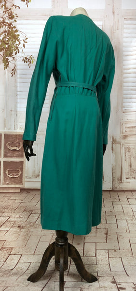 Incredibly Vibrant Original 1940s 40s Vintage Emerald Green Soutache Dress