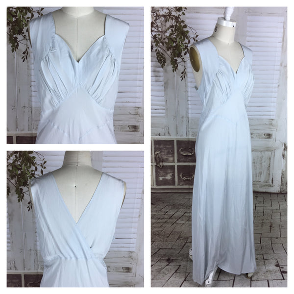 Original 1930s 30s Vintage Volup Ice Blue Rayon Evening Dress