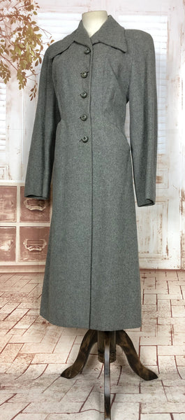 Gorgeous Original 1940s Vintage Grey Belt Back Princess Coat