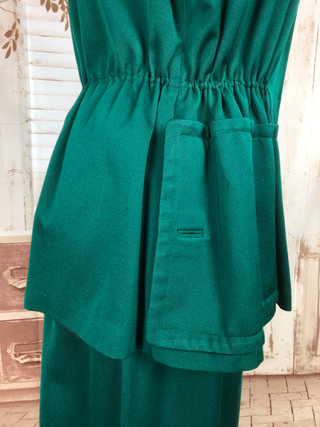 Original Vintage 1940s 40s Emerald Green Gabardine Skirt Suit In A Princess Cut Original By Gilbert