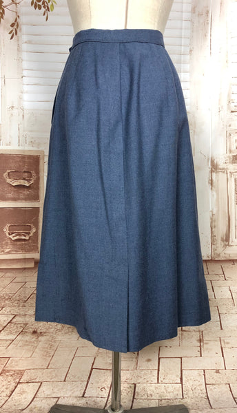 Fabulous Original Late 1940s Volup Vintage Steel Blue Beaded Skirt Suit