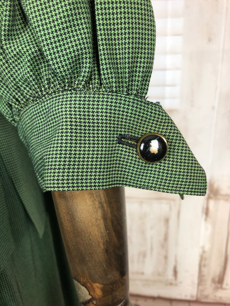 Original 1940s 40s Vintage Green Check Peplum Summer Suit By Pat Hartly