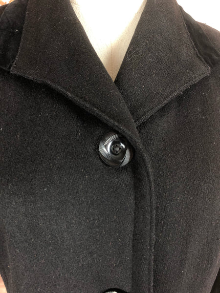 Original Antique Victorian 1890s Black Wool Riding Jacket With Puff Sleeves