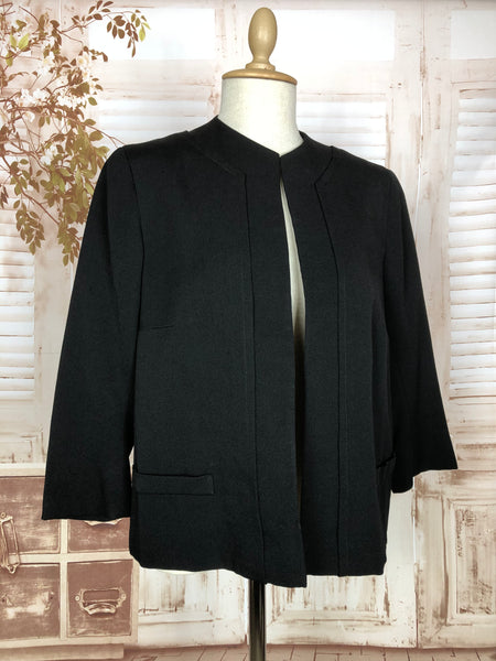 Versatile Original 1950s Vintage Black Collarless Blazer By Pedleys