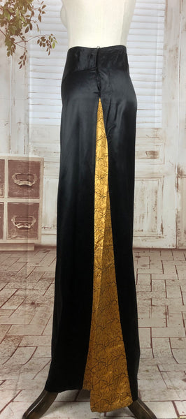 LAYAWAY PAYMENT 2 OF 2 - RESERVED FOR LAURENA - Original 1930s 30s Vintage Volup Black And Gold Satin Lounge Pyjamas