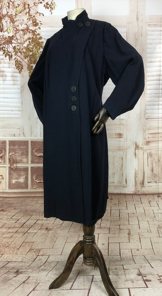 LAYAWAY PAYMENT 2 OF 2 - RESERVED FOR MICHELE - Amazing Original Vintage Early 1930s 30s Volup Navy Blue Asymmetrical Coat