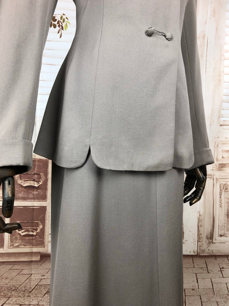 Stunning Original Vintage 1940s 40s Grey Gabardine Double Breasted Suit