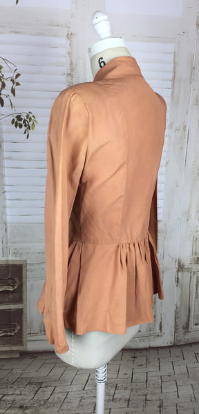 LAYAWAY PAYMENT 1 of 2 - RESERVED FOR NATASHA - Original 1940s 40s Peach Taffeta Jacket With Pleated Peplum Back