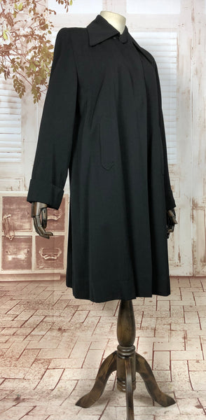 RESERVED FOR LISA - Classic 1940s 40s Original Vintage Black Gabardine Swing Coat