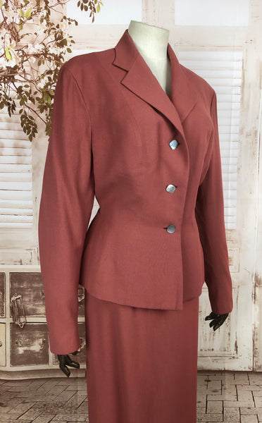Original 1940s 40s Vintage Rose Pink Skirt Suit