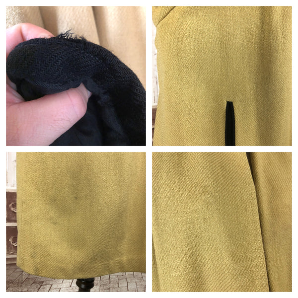 LAYAWAY PAYMENT 2 OF 2 - RESERVED FOR GILDA - Original 1940s 40s Vintage Mustard Yellow And Black Colour Block Coat