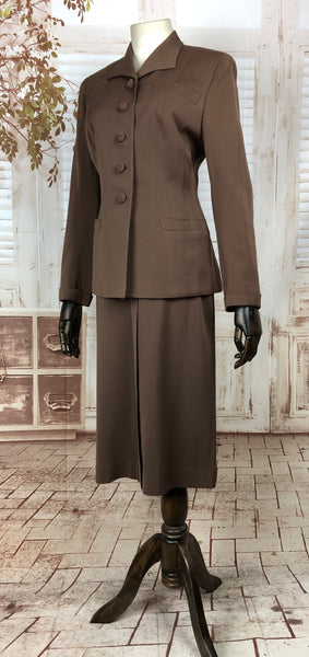 Original 1940s 40s Vintage Brown Gabardine Suit By Bond Fifth Avenue