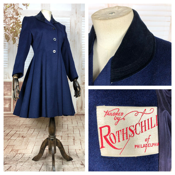RESERVED FOR ATIZ - PLEASE DO NOT PURCHASE - Fabulous Original Vintage 1950s 50s Royal Blue Fit And Flare Princess Coat By Rothschild