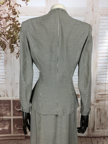 Original 1940s 40s Vintage Black And White Puppytooth Check Skirt Suit By Weathervane