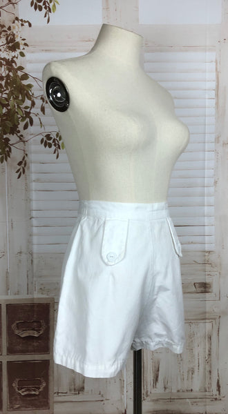 Original 1940s 40s Vintage White Cotton Shorts